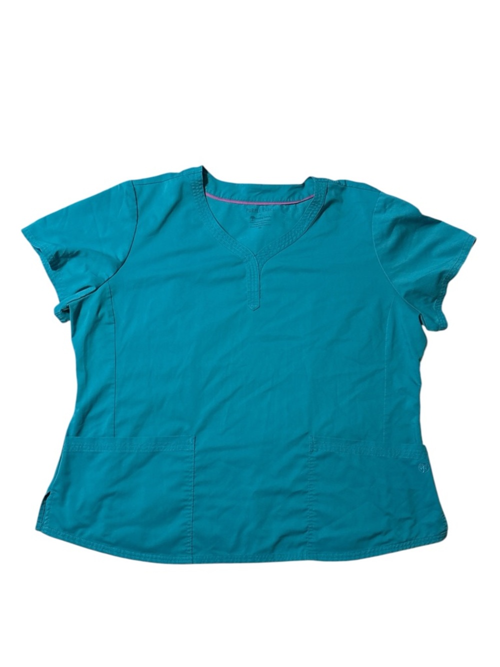 healing hands Teal V-Neck Short Sleeve Scrub Top